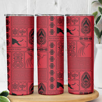 Papua New Guinea Heritage Motif Skinny Tumbler Red Version LT05 - Polynesian Pride