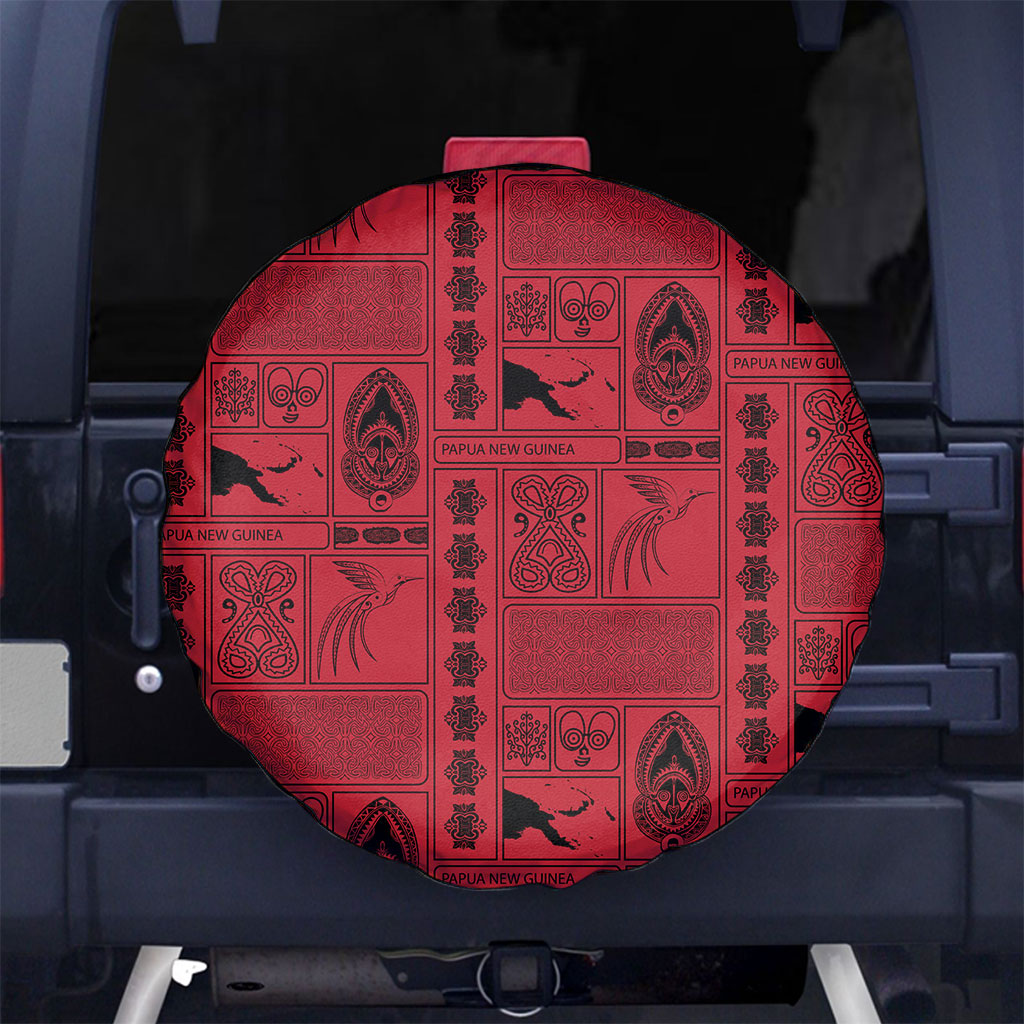 Papua New Guinea Heritage Motif Spare Tire Cover Red Version