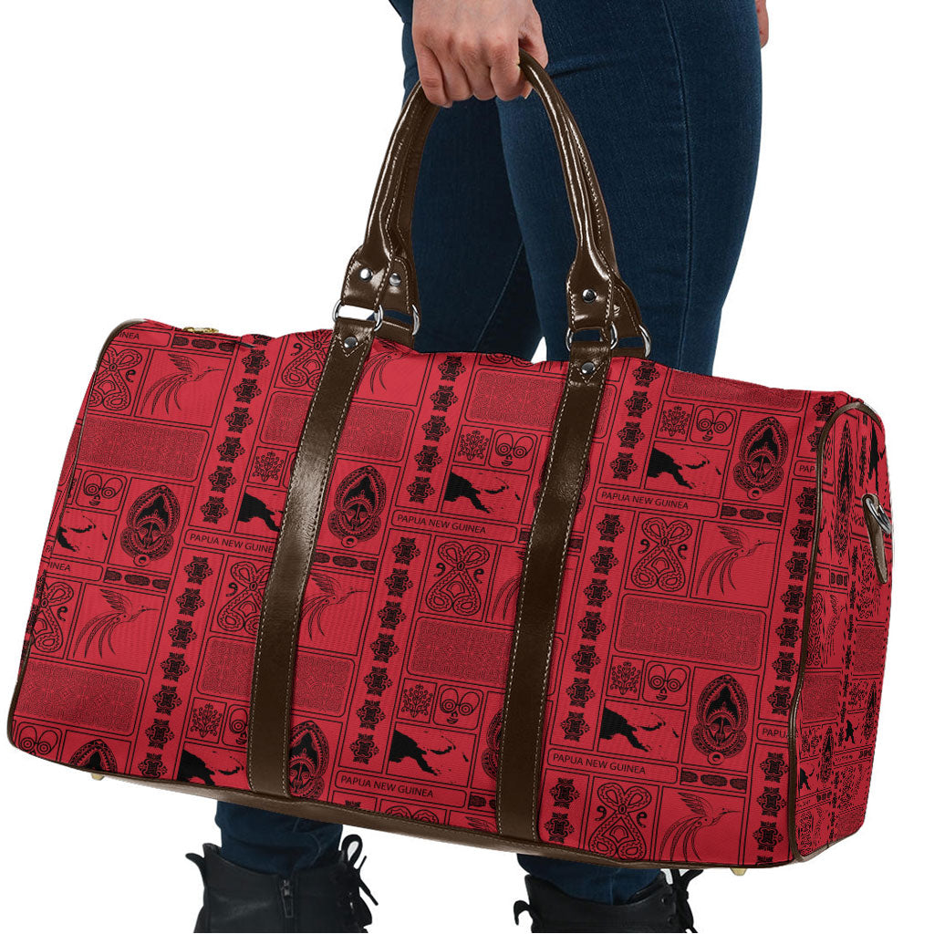 Papua New Guinea Heritage Motif Travel Bag Red Version LT05 - Polynesian Pride