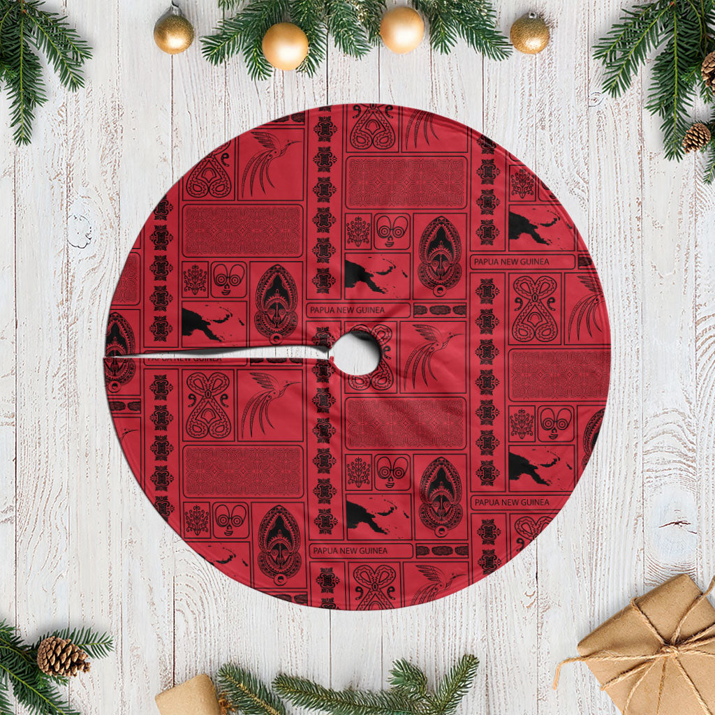 Papua New Guinea Heritage Motif Tree Skirt Red Version LT05 Casual Red - Polynesian Pride