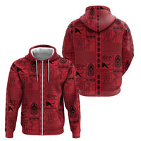 Papua New Guinea Heritage Motif Zip Hoodie Red Version LT05 - Polynesian Pride