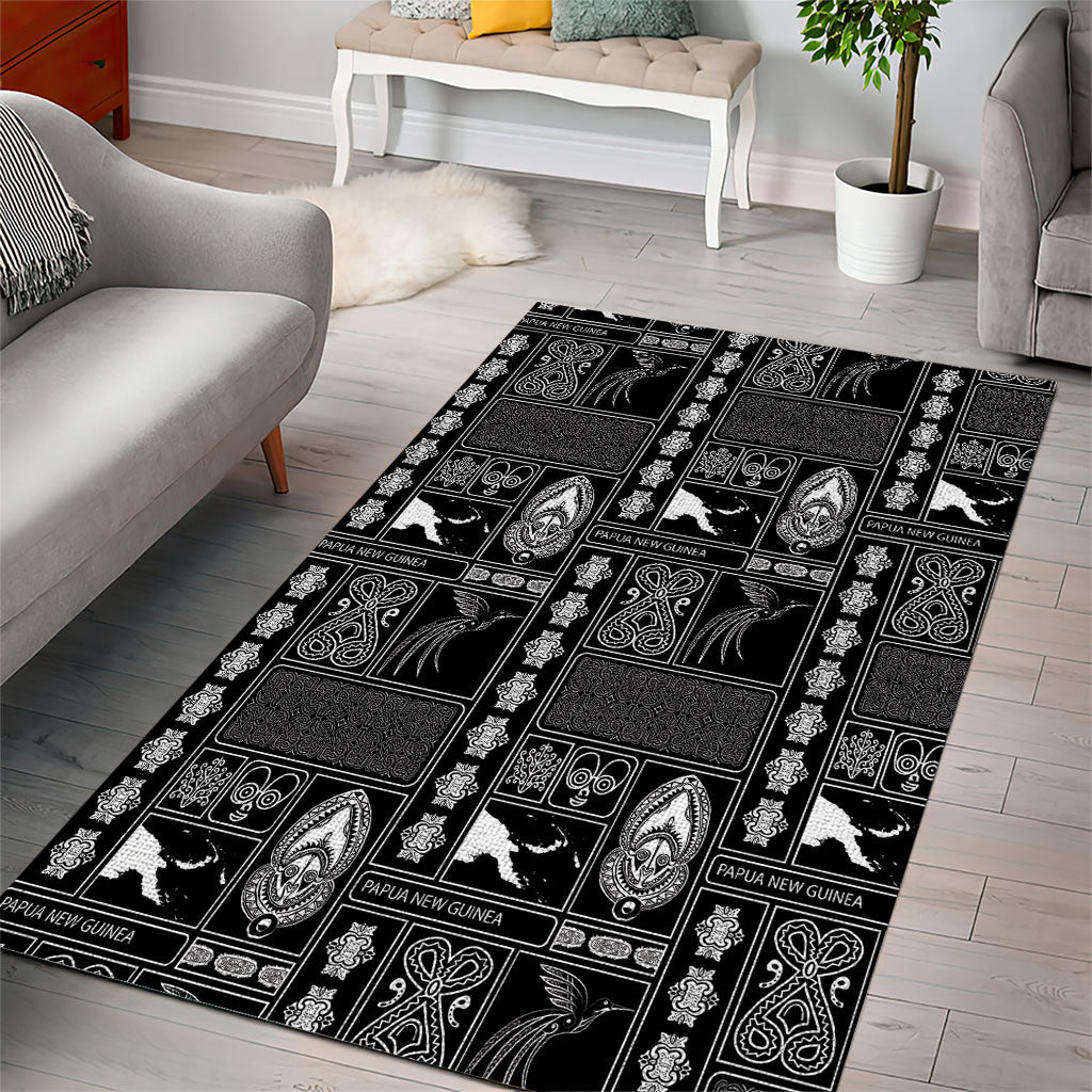 Papua New Guinea Heritage Motif Area Rug Black Version LT05 - Polynesian Pride