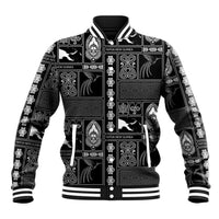 Papua New Guinea Heritage Motif Baseball Jacket Black Version LT05 Unisex Black - Polynesian Pride