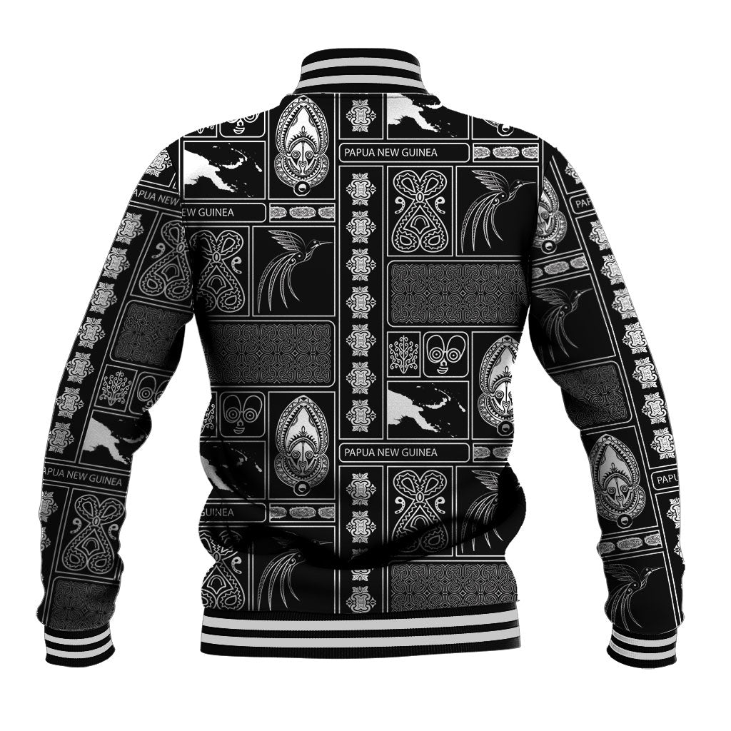 Papua New Guinea Heritage Motif Baseball Jacket Black Version LT05 - Polynesian Pride