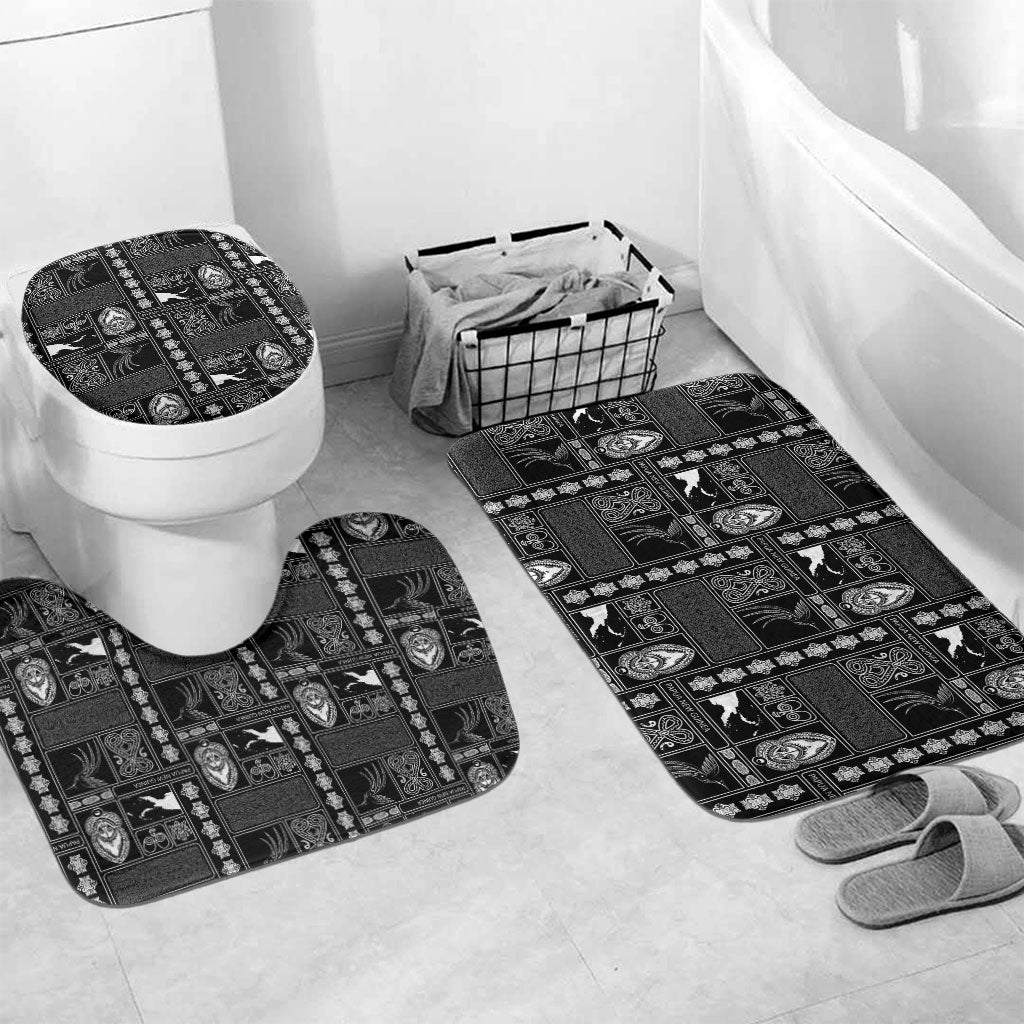Papua New Guinea Heritage Motif Bathroom Set Black Version LT05 Mat Set Only (3 pcs) One Size Black - Polynesian Pride