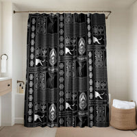 Papua New Guinea Heritage Motif Bathroom Set Black Version LT05 Shower Curtain Only Black - Polynesian Pride