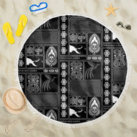 Papua New Guinea Heritage Motif Beach Blanket Black Version LT05 One Size 150cm Black - Polynesian Pride