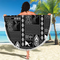 Papua New Guinea Heritage Motif Beach Blanket Black Version LT05 - Polynesian Pride