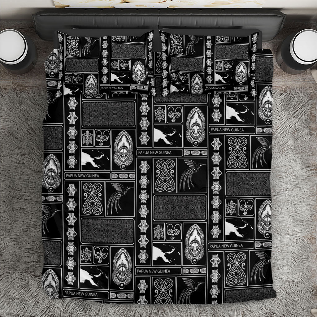 Papua New Guinea Heritage Motif Bedding Set Black Version LT05 Black - Polynesian Pride