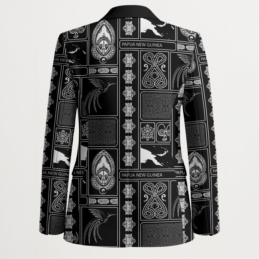 Papua New Guinea Heritage Motif Blazer Black Version LT05 - Polynesian Pride