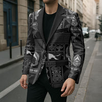 Papua New Guinea Heritage Motif Blazer Black Version LT05 - Polynesian Pride