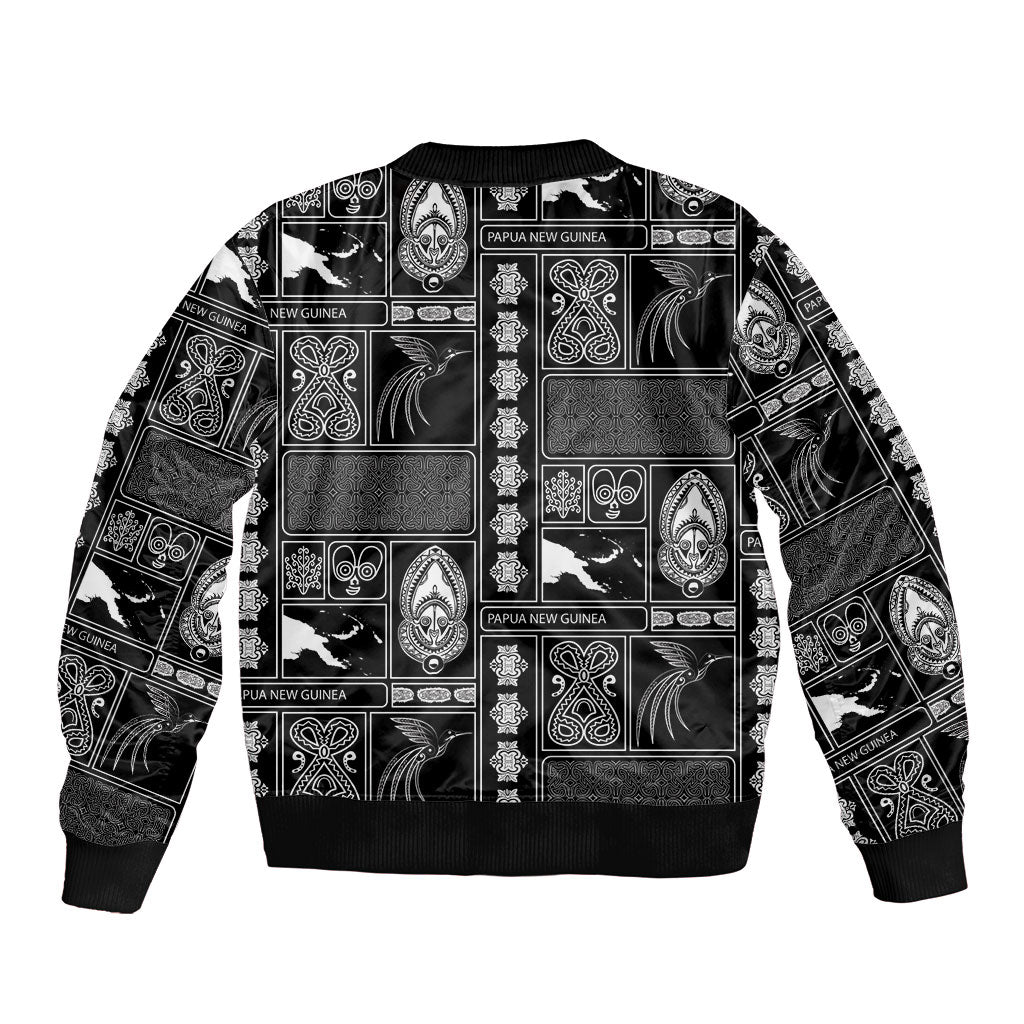 Papua New Guinea Heritage Motif Bomber Jacket Black Version