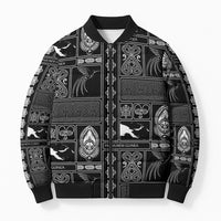 Papua New Guinea Heritage Motif Bomber Puffer Jacket Black Version LT05 Unisex Black - Polynesian Pride