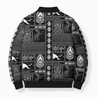 Papua New Guinea Heritage Motif Bomber Puffer Jacket Black Version LT05 - Polynesian Pride