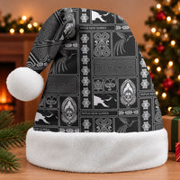 Papua New Guinea Heritage Motif Christmas Santa Hat Black Version LT05 Without Fur Black - Polynesian Pride