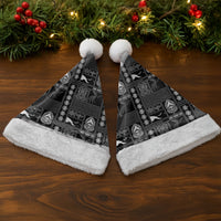 Papua New Guinea Heritage Motif Christmas Santa Hat Black Version LT05 - Polynesian Pride