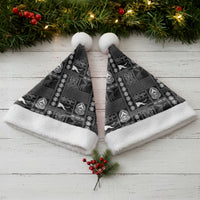 Papua New Guinea Heritage Motif Christmas Santa Hat Black Version LT05 - Polynesian Pride