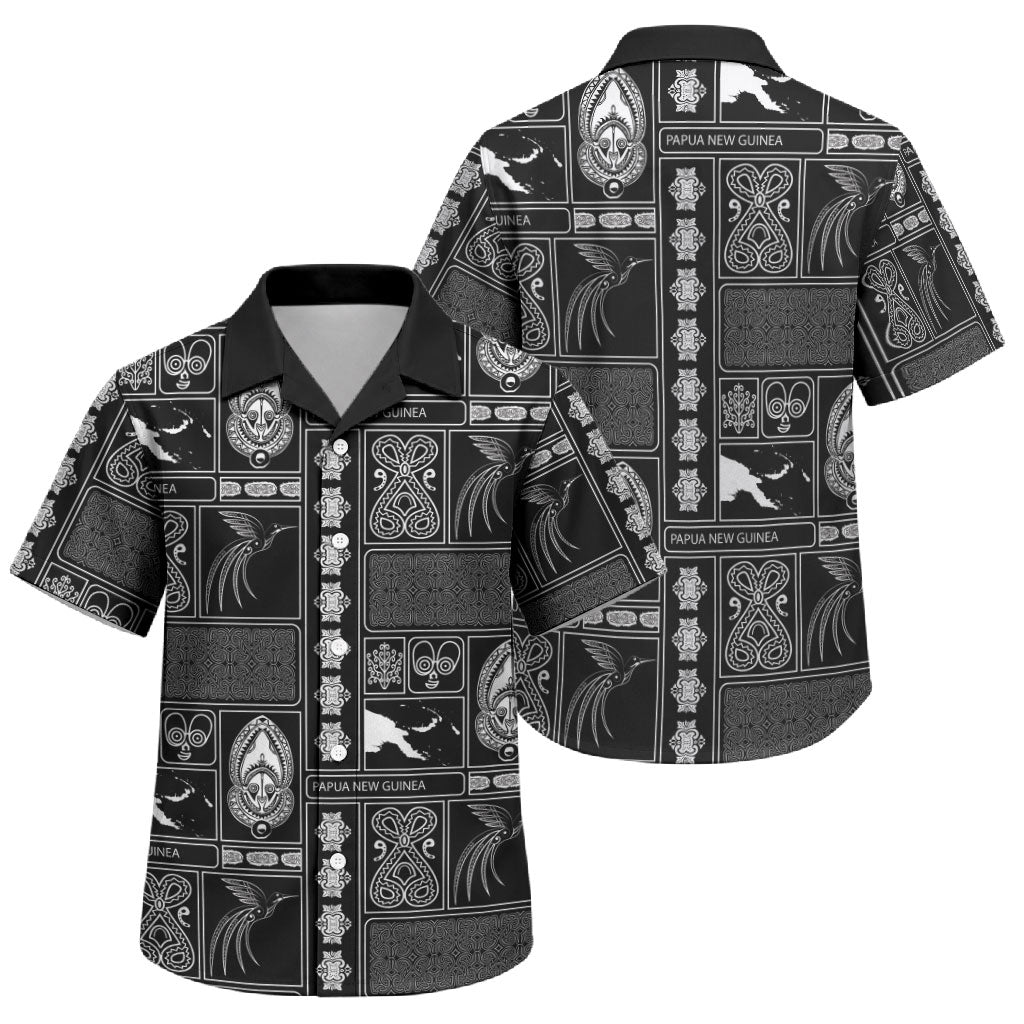 Papua New Guinea Heritage Motif Family Matching Summer Maxi Dress and Hawaiian Shirt Black Version LT05 Son's Shirt Black - Polynesian Pride