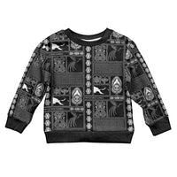 Papua New Guinea Heritage Motif Kid Ugly Christmas Sweater Black Version LT05 Kid Black - Polynesian Pride