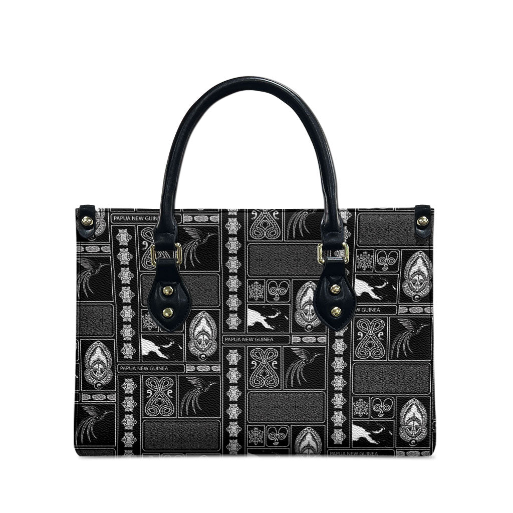 Papua New Guinea Heritage Motif Leather Bag Black Version LT05 - Polynesian Pride