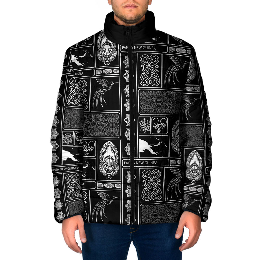 Papua New Guinea Heritage Motif Padded Jacket Black Version LT05 Men Black - Polynesian Pride