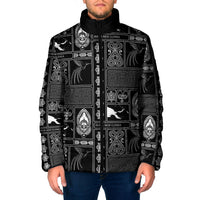 Papua New Guinea Heritage Motif Padded Jacket Black Version LT05 Men Black - Polynesian Pride