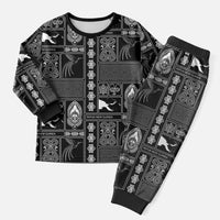 Papua New Guinea Heritage Motif Christmas Pajama Set Black Version LT05 Men Black - Polynesian Pride
