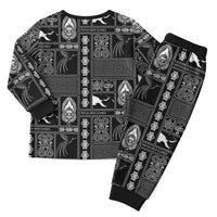 Papua New Guinea Heritage Motif Christmas Pajama Set Black Version LT05 - Polynesian Pride