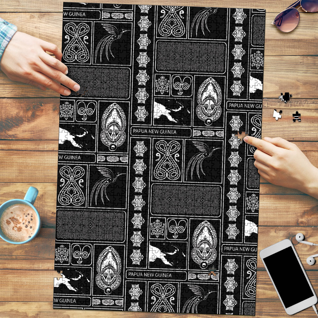 Papua New Guinea Heritage Motif Puzzle Black Version LT05 Black - Polynesian Pride