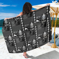 Papua New Guinea Heritage Motif Sarong Black Version LT05 One Size 44 x 66 inches Black - Polynesian Pride