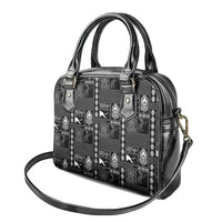 Papua New Guinea Heritage Motif Shoulder Handbag Black Version LT05 - Polynesian Pride