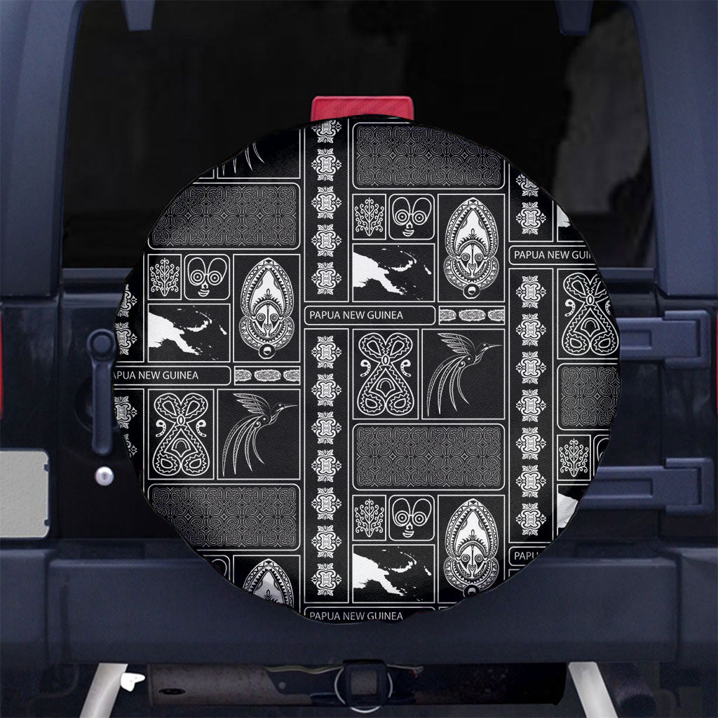 Papua New Guinea Heritage Motif Spare Tire Cover Black Version