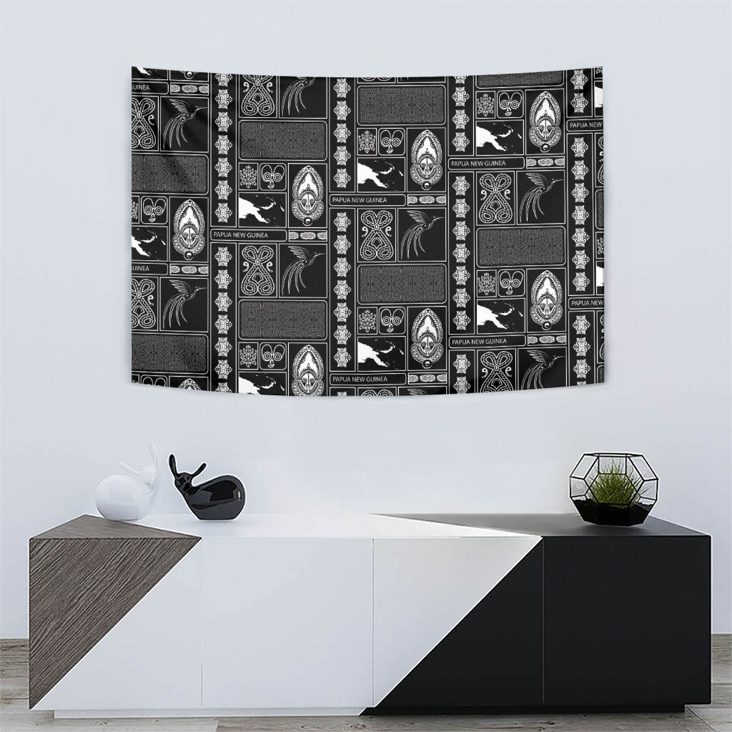 Papua New Guinea Heritage Motif Tapestry Black Version LT05 - Polynesian Pride