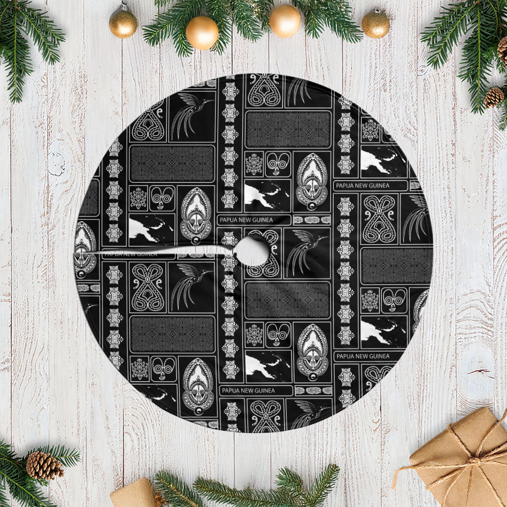 Papua New Guinea Heritage Motif Tree Skirt Black Version LT05 Casual Black - Polynesian Pride