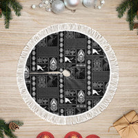 Papua New Guinea Heritage Motif Tree Skirt Black Version LT05 Fringed Black - Polynesian Pride