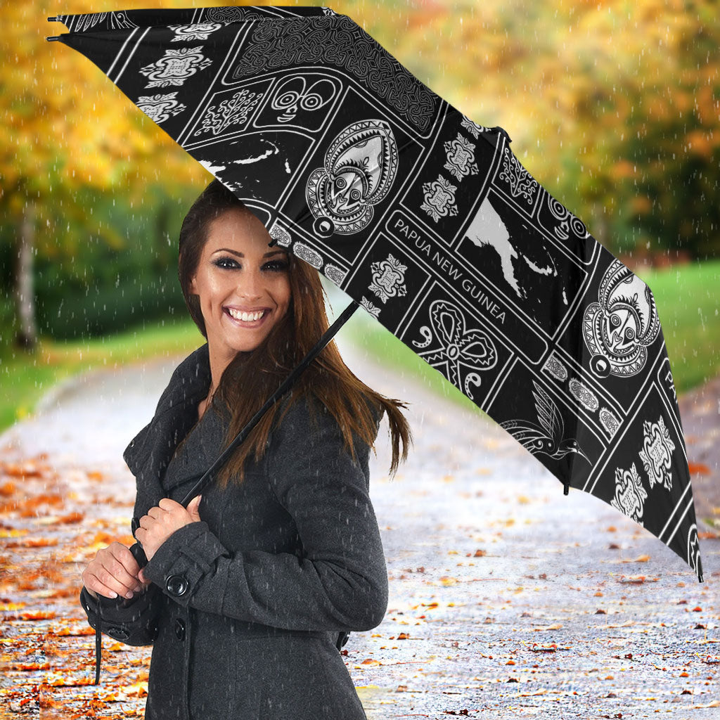 Papua New Guinea Heritage Motif Umbrella Black Version LT05 - Polynesian Pride