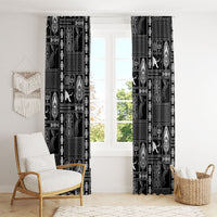 Papua New Guinea Heritage Motif Window Curtain Black Version LT05 - Polynesian Pride