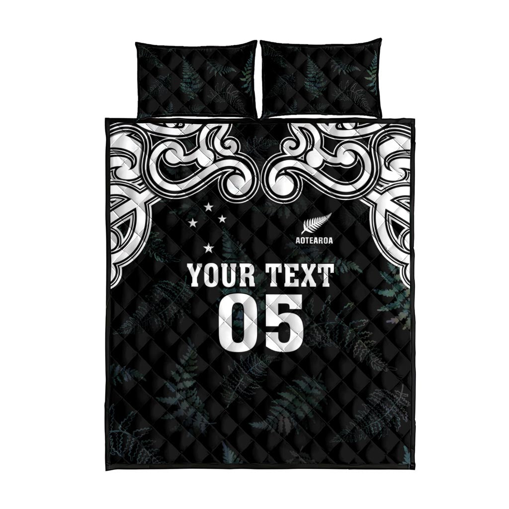 Custom New Zealand Fern Women Rugby Quilt Bed Set Maori Pattern