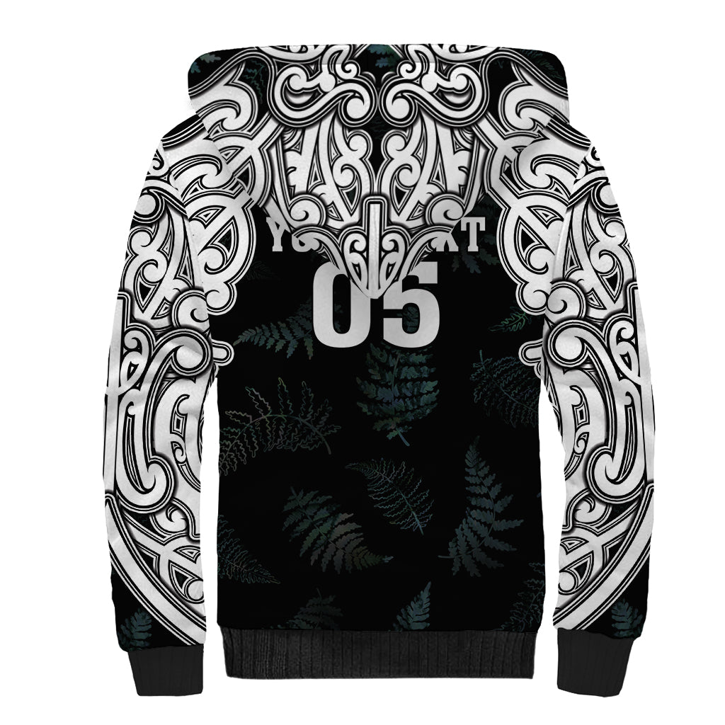 Custom New Zealand Fern Women Rugby Sherpa Hoodie Maori Pattern