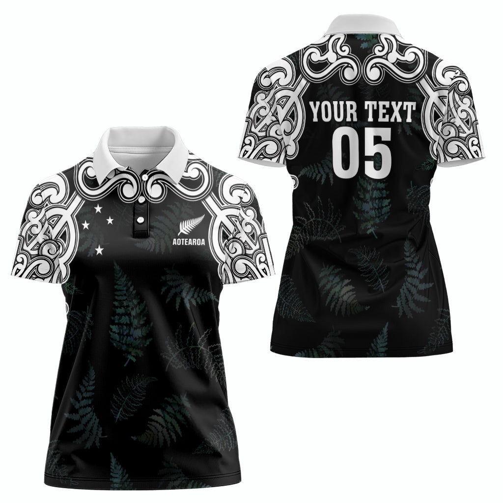 Custom New Zealand Fern Women Rugby Women Polo Shirt Maori Pattern