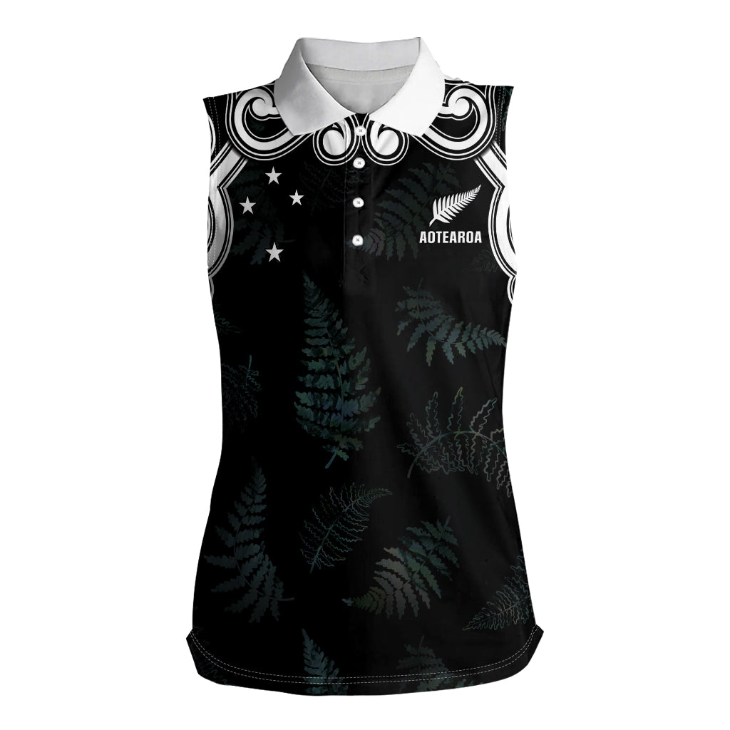 Custom New Zealand Fern Women Rugby Women Sleeveless Polo Shirt Maori Pattern