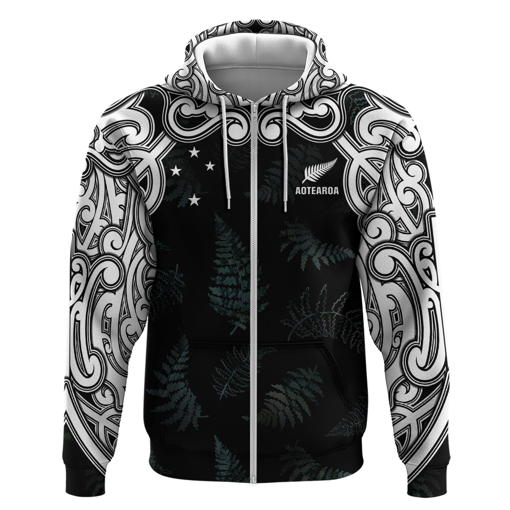 Custom New Zealand Fern Women Rugby Zip Hoodie Maori Pattern