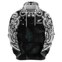 Custom New Zealand Fern Women Rugby Zip Hoodie Maori Pattern