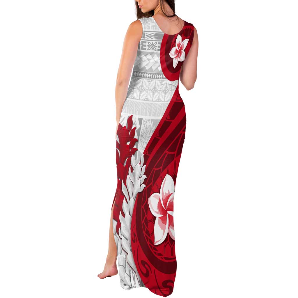 Samoa Teuila 2024 Tank Maxi Dress Samoan Siapo Pattern Red Version