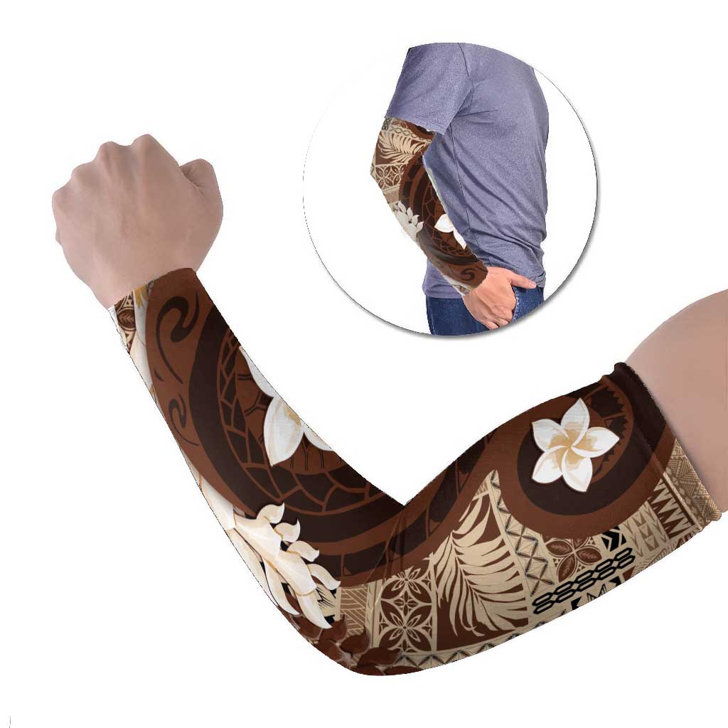 Samoa Teuila Arm Sleeves Samoan Siapo Pattern Brown Version - Polynesian Pride