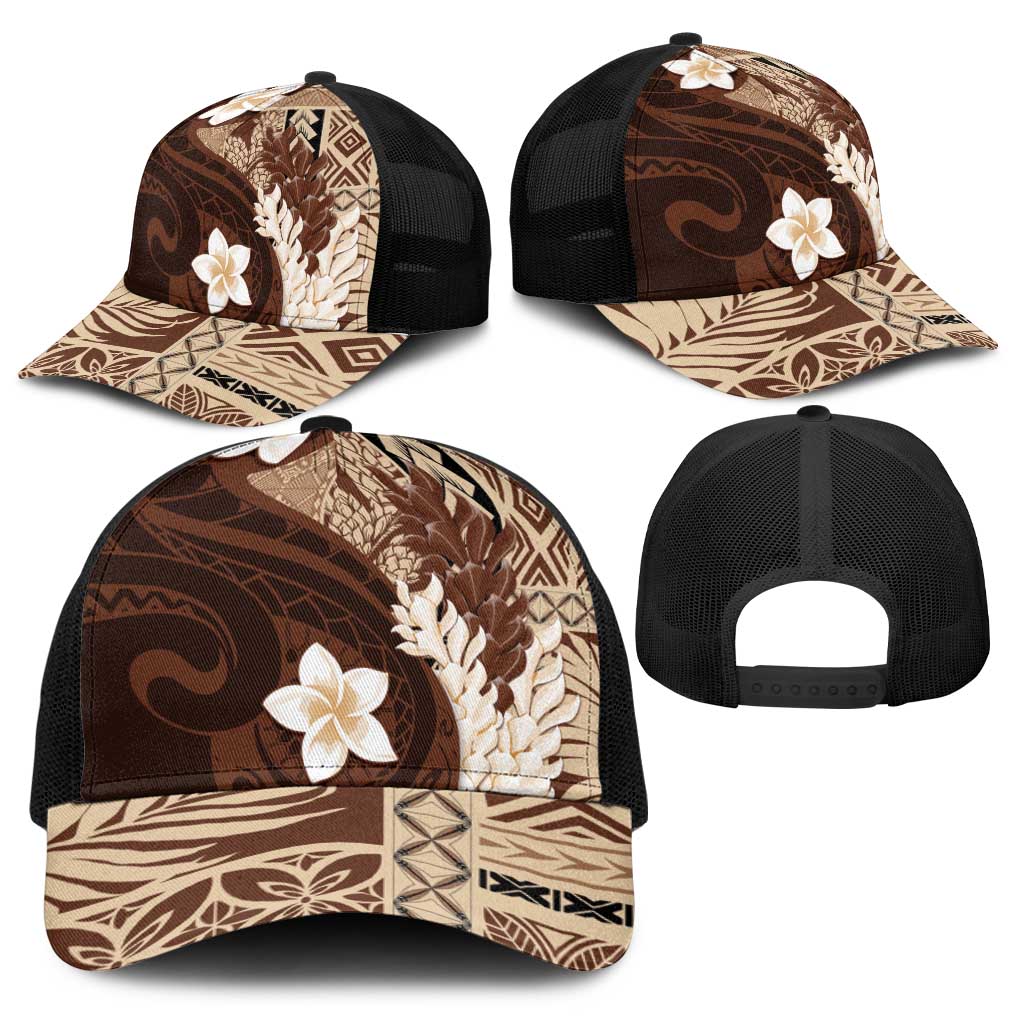Samoa Teuila 2025 Baseball Net Cap Samoan Siapo Pattern Brown Version - Polynesian Pride