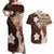 Samoa Teuila 2024 Couples Matching Off Shoulder Maxi Dress and Hawaiian Shirt Samoan Siapo Pattern Brown Version