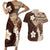 Samoa Teuila 2024 Couples Matching Short Sleeve Bodycon Dress and Hawaiian Shirt Samoan Siapo Pattern Brown Version