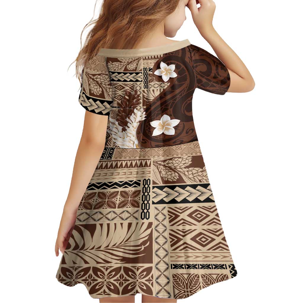 Samoa Teuila 2024 Family Matching Summer Maxi Dress and Hawaiian Shirt Samoan Siapo Pattern Brown Version