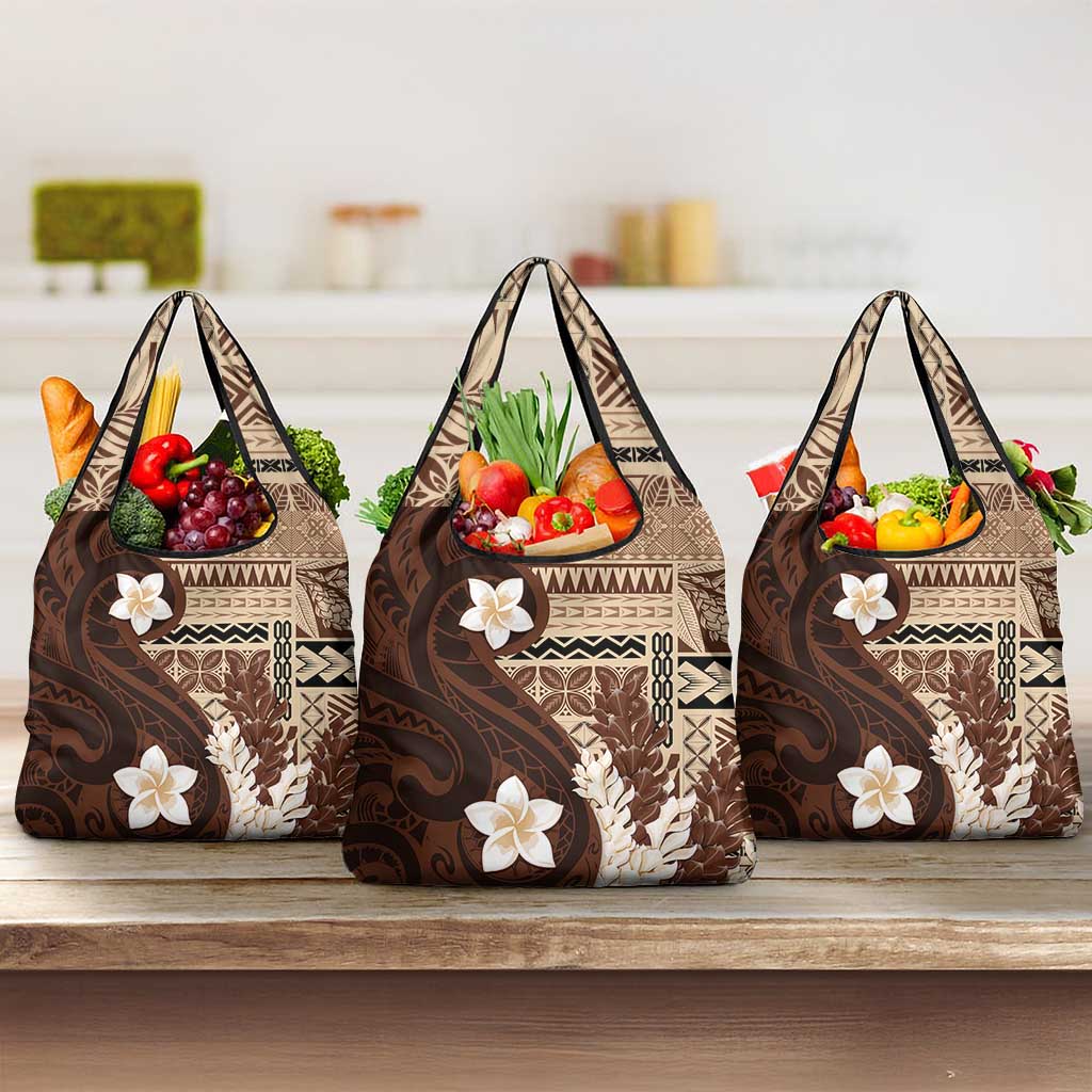 Samoa Teuila 2024 Grocery Bag Samoan Siapo Pattern Brown Version
